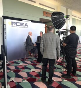 Printed Circuit Engineering Association hosting a live broadcast on the exhibition floor